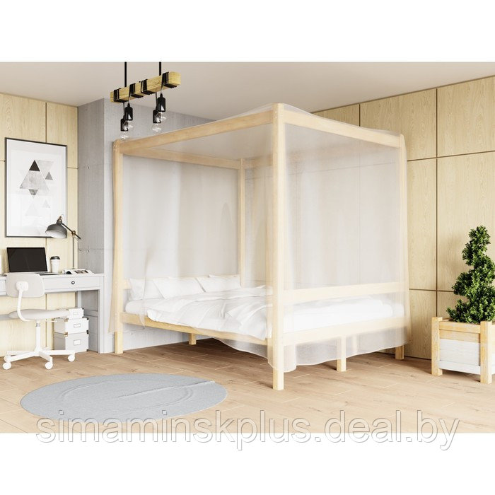 Двуспальная кровать «Лео» с каркасом под балдахин, 160×190 см, массив сосны, без покрытия - фото 3 - id-p219617694