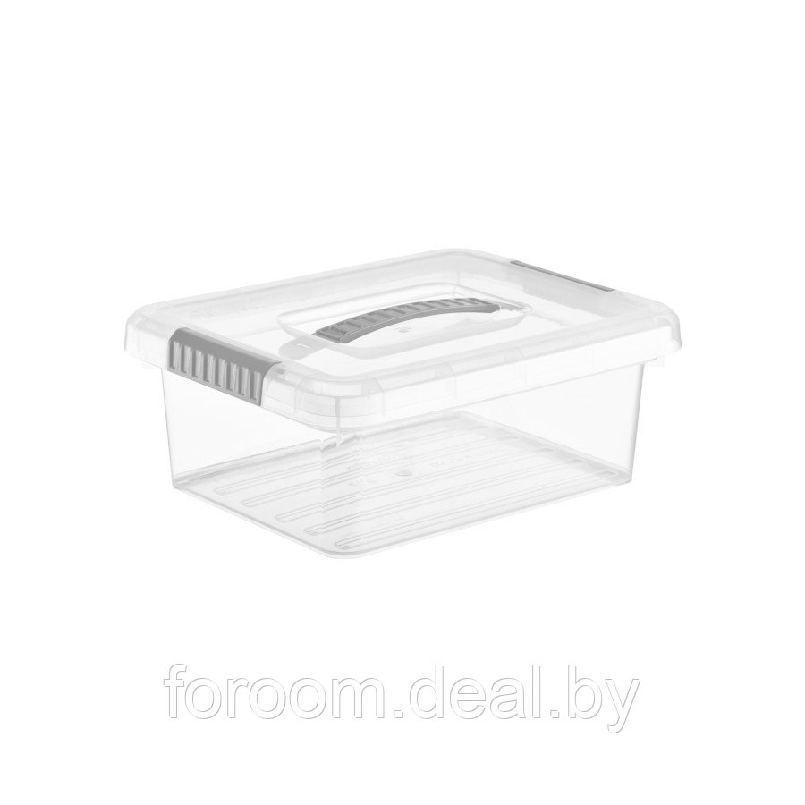 Ящик 3л с ручкой и защёлками, для хранения FunBox Standart FB2030-16ПРОЗ/СЕРС - фото 1 - id-p219578197