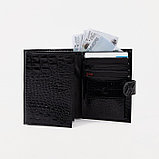 Портмоне на кнопке для автодокументов и паспорта, цвет чёрный, фото 6