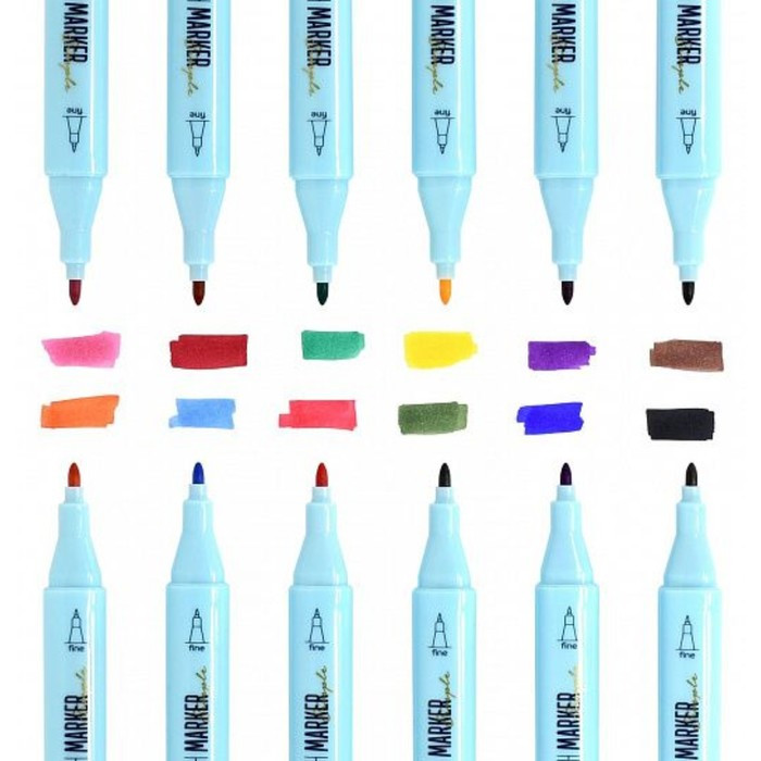 Набор маркеров художественных 12 цветов LOREX "SIMPLE BASE", двусторонние, наконечник: пулевидный (2.0 мм) и - фото 2 - id-p219617878
