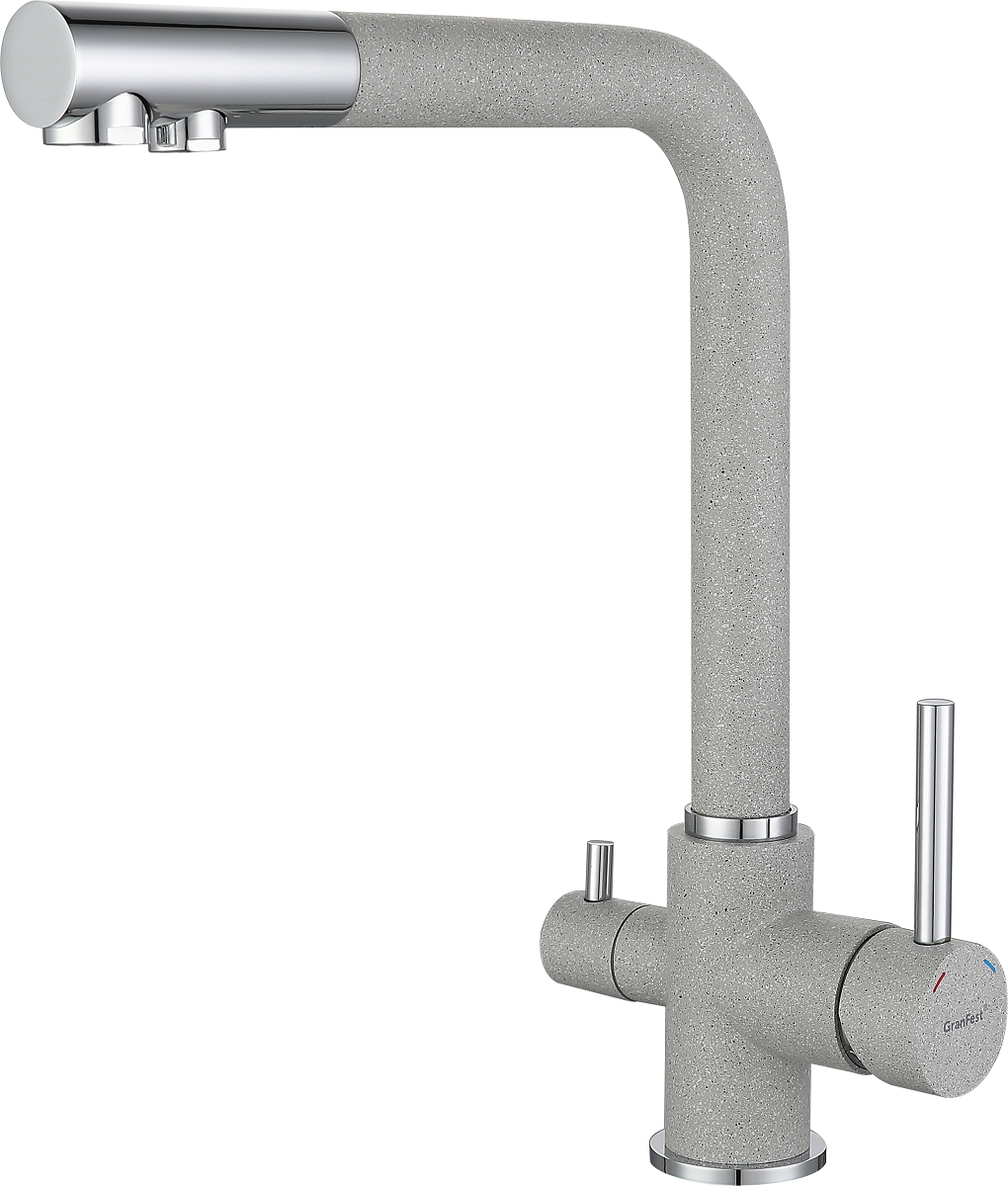 Смеситель для кухни Granfest 3611 с выходом на фильтр для питьевой воды Серый - фото 1 - id-p219619663