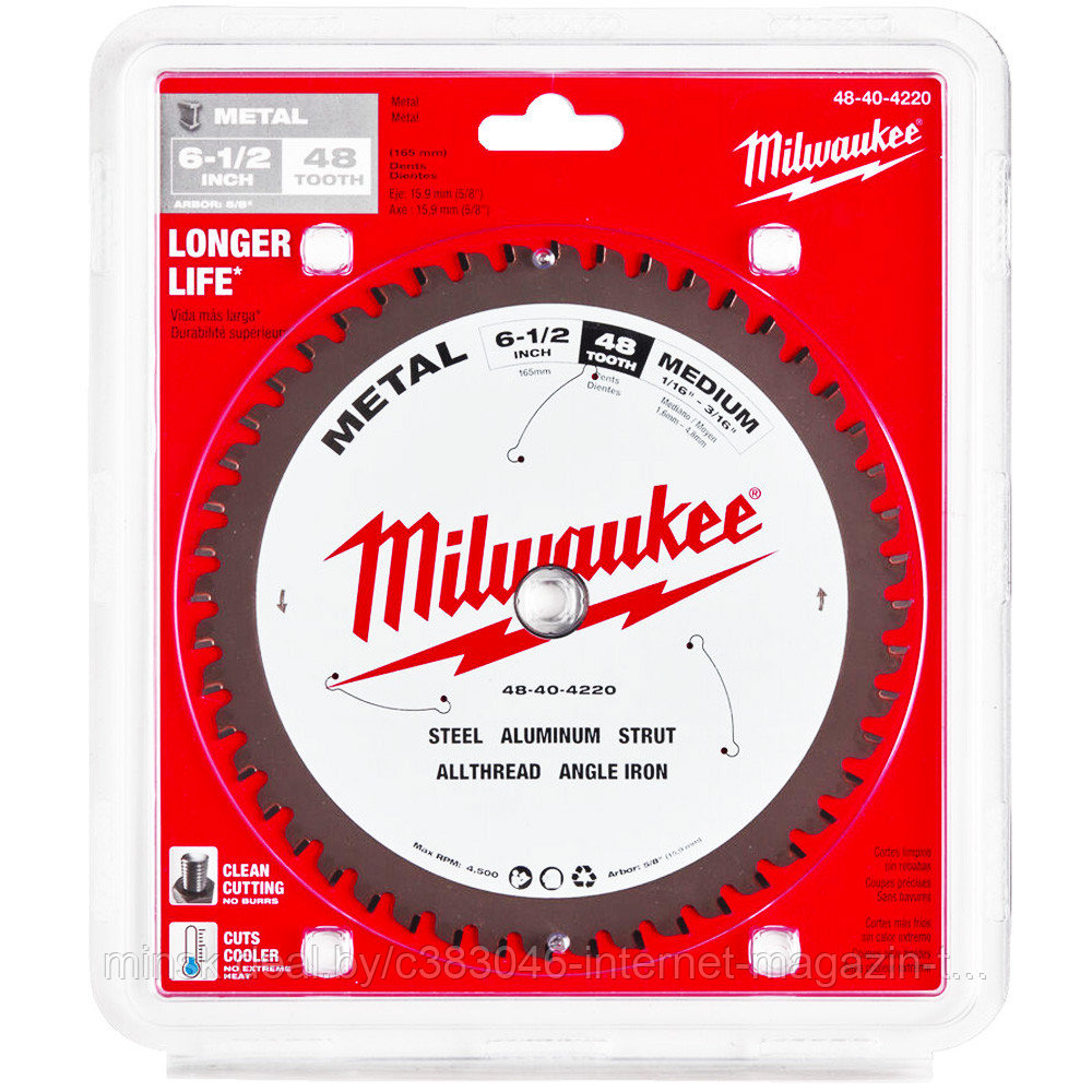 Пильный диск по металлу 165x5/8"x1,6 мм Z48 Milwaukee (48404220) - фото 1 - id-p166494693