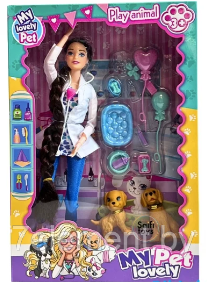 Детская кукла Барби доктор ветеринар, детский игровой набор кукол Barbie врач для девочек с аксессуарами 1884B - фото 1 - id-p218603363