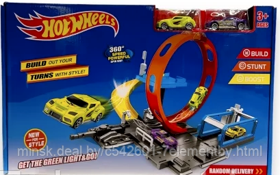 Трек Хот вилс Hot wheels с трамплином автозапуском, трасса для машин HW15, игрушки автотрек гоночный Хотвилс - фото 1 - id-p218603669