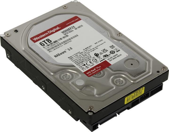 6TB WD NAS Red Plus (WD60EFZX) {Serial ATA III, 5640- rpm, 256Mb, 3.5"} - фото 1 - id-p219587589