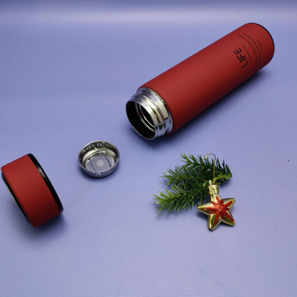 Термос - бутылка Life Vacuum Cup с ситечком / Матовый термос 500 мл. нержавеющая сталь Красный - фото 4 - id-p219627503