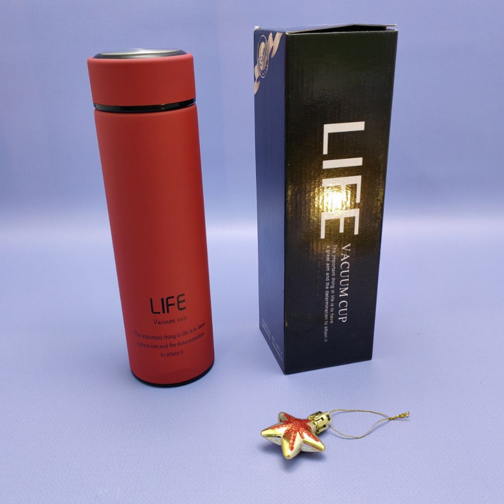 Термос - бутылка Life Vacuum Cup с ситечком / Матовый термос 500 мл. нержавеющая сталь Красный - фото 10 - id-p219627503