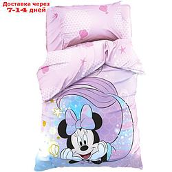 Детское постельное бельё 1,5 сп "Minnie Mermaid", Минни Маус, 143*215 см, 150*214 см, 50*70 см -1 шт, поплин