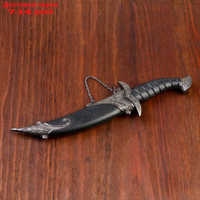 Сувенирный нож изогнутый, 26,5 см, на ножнах длинный завиток, чёрный - фото 2 - id-p219580512