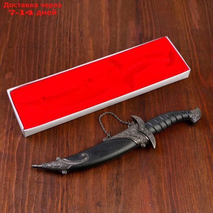 Сувенирный нож изогнутый, 26,5 см, на ножнах длинный завиток, чёрный - фото 5 - id-p219580512