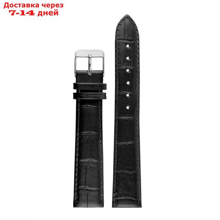 Ремешок для часов, мужской, 18 мм, натуральная кожа, чёрный - фото 2 - id-p219582353