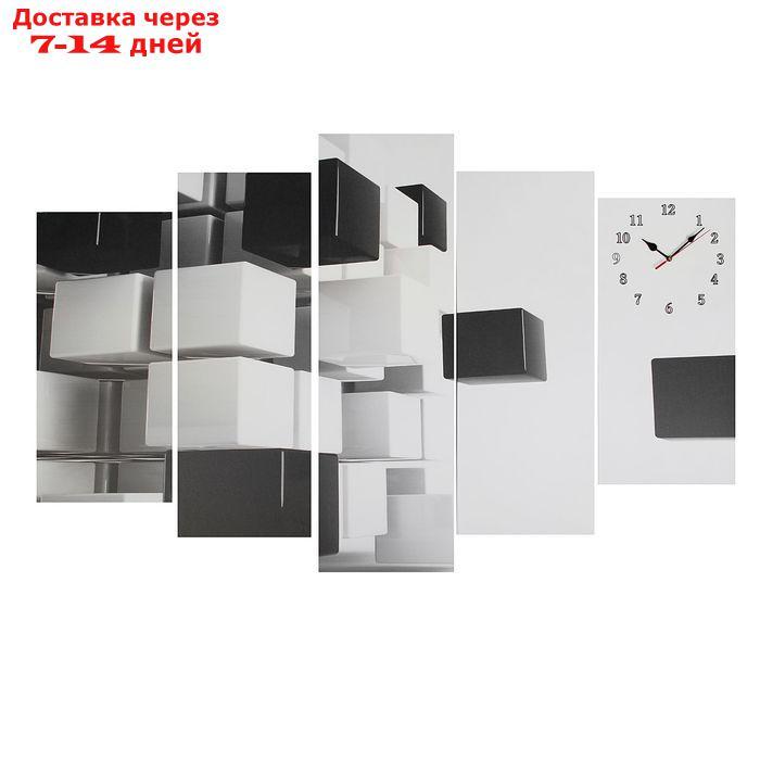 Часы настенные модульные "Чёрно-белая абстракция", 80 × 140 см - фото 1 - id-p219580569