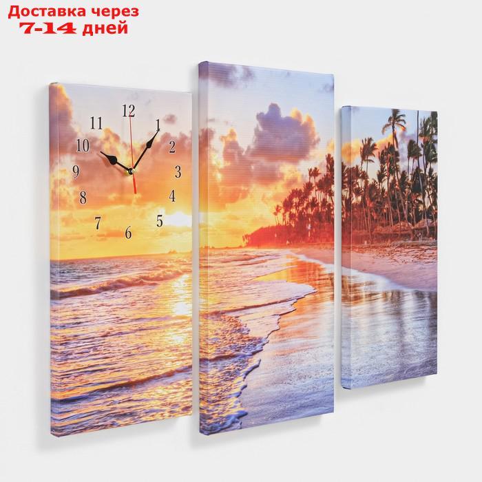 Часы настенные модульные "Пальмы на закате", 60 × 80 см - фото 2 - id-p219580580