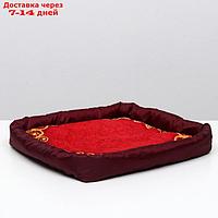 Лежанка с бортом "Узор красный", 42 х 42 х 5 см, микс цветов