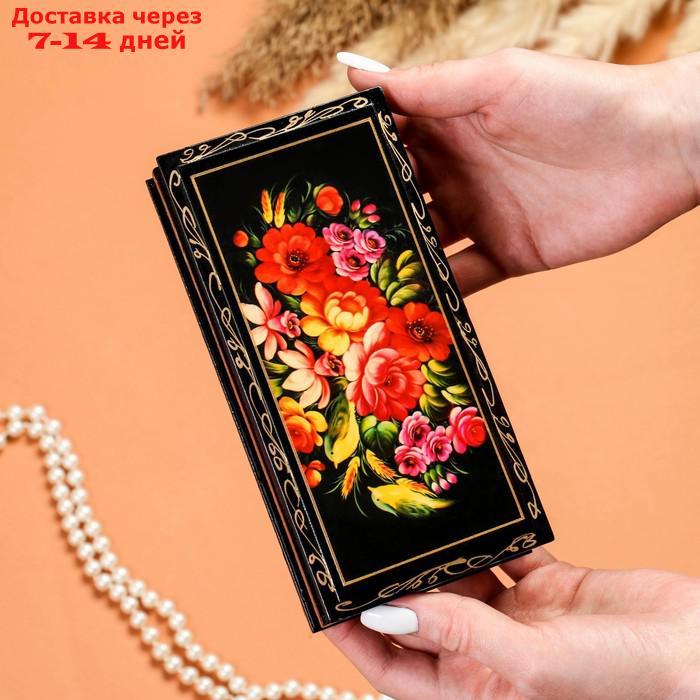 Шкатулка - купюрница "Полевые цветы", 8,5×17см, лаковая миниатюра - фото 3 - id-p219581641