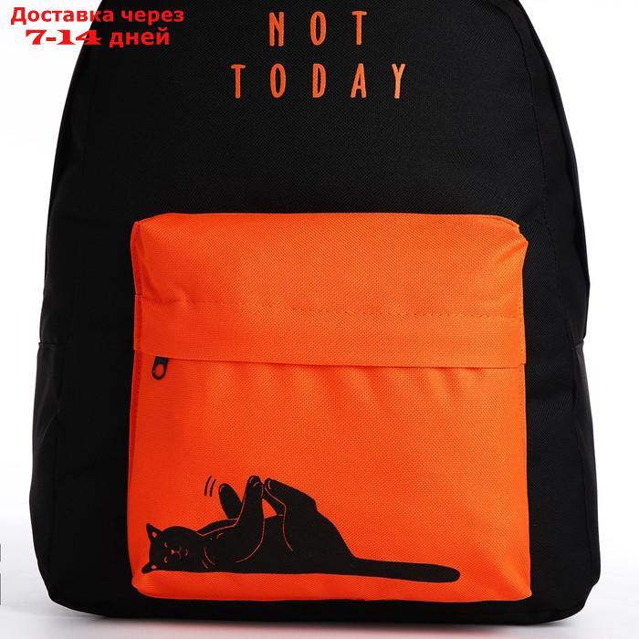 Рюкзак молодёжный, отдел на молнии, наружный карман, цвет чёрный/оранжевый - фото 3 - id-p219580831