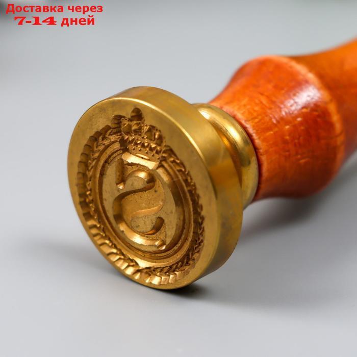 Печать для сургуча с деревянной ручкой "Корона с буквой S" 9х2,5х2,5 см - фото 4 - id-p219581752