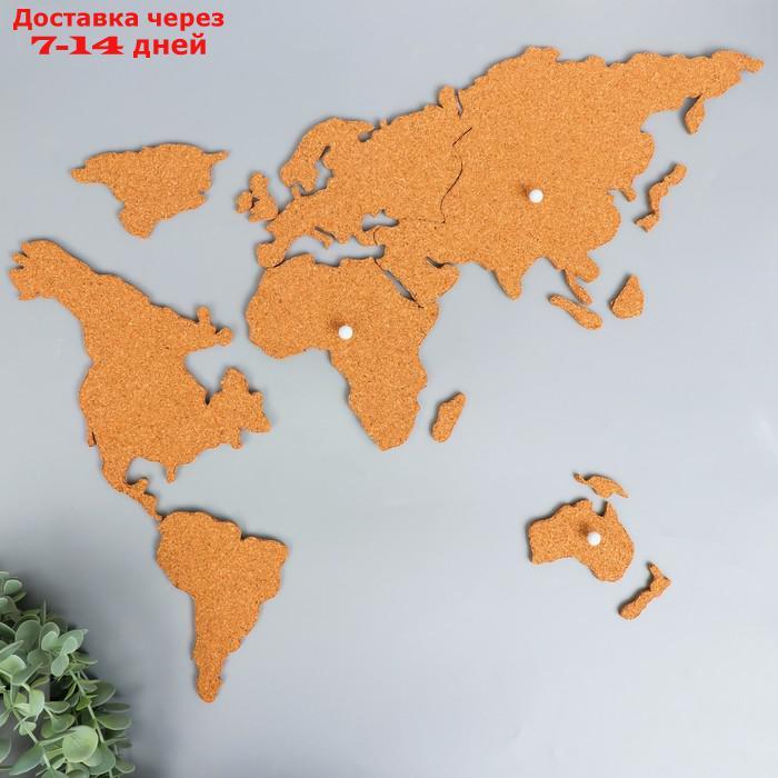 Панно-наклейка настенное пробка "Карта мира" набор 40х70 см - фото 1 - id-p219582165