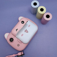 Фотоаппарат моментальной печати Котик / Детская фотокамера с принтером  Розовый