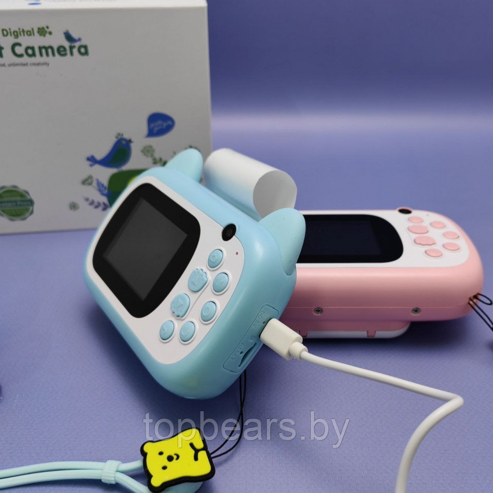 Фотоаппарат моментальной печати Котик / Детская фотокамера с принтером Розовый - фото 8 - id-p219630107