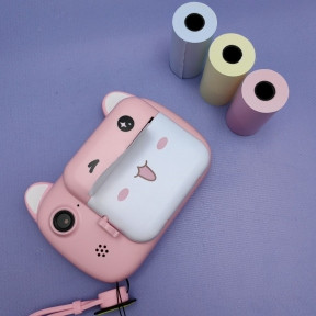 Фотоаппарат моментальной печати Котик / Детская фотокамера с принтером Розовый - фото 1 - id-p219630277