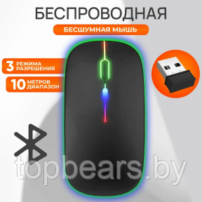 Беспроводная компьютерная мышь Wireless Mouse с LED подсветкой - фото 1 - id-p219630114