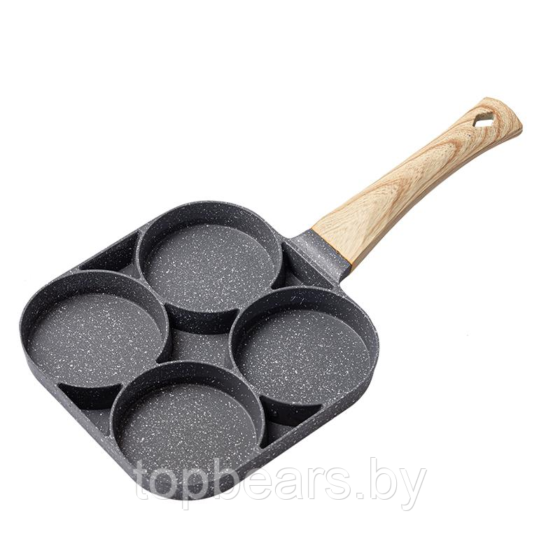 Порционная алюминиевая сковородка с антипригарным покрытием frying pan (4 секции, съемная бакелитовая ручка) - фото 7 - id-p219630115