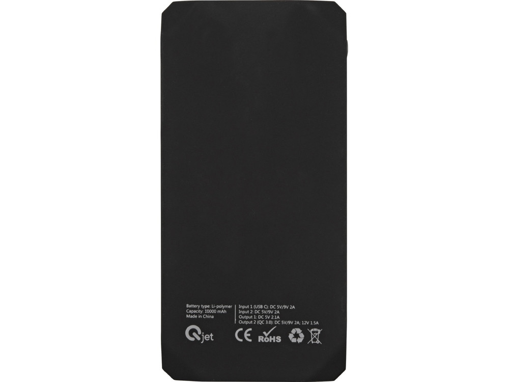 Портативное зарядное устройство Quickr с функцией быстрой зарядки, 10000 mAh, черный - фото 4 - id-p219630027