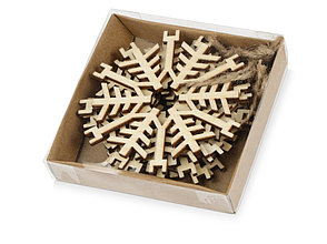 Набор деревянных снежинок, 6шт, фото 2