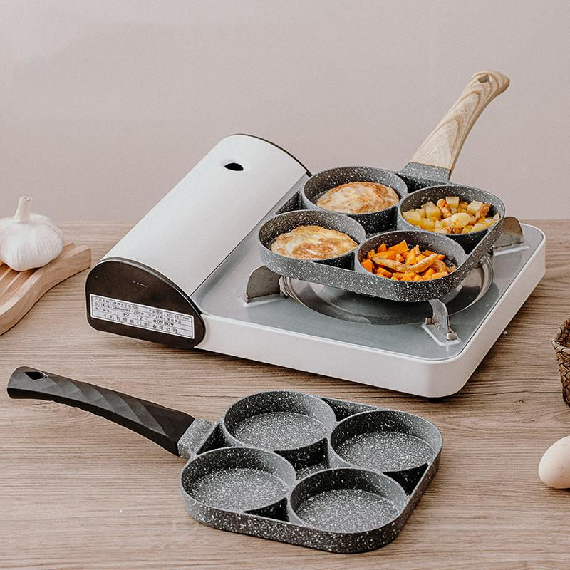 Порционная алюминиевая сковородка с антипригарным покрытием frying pan (4 секции, съемная бакелитовая ручка) - фото 5 - id-p219630285