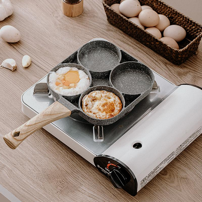 Порционная алюминиевая сковородка с антипригарным покрытием frying pan (4 секции, съемная бакелитовая ручка) - фото 8 - id-p219630285
