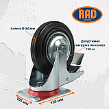 Колесная опора поворотная с тормозом RAD AB 160, фото 2