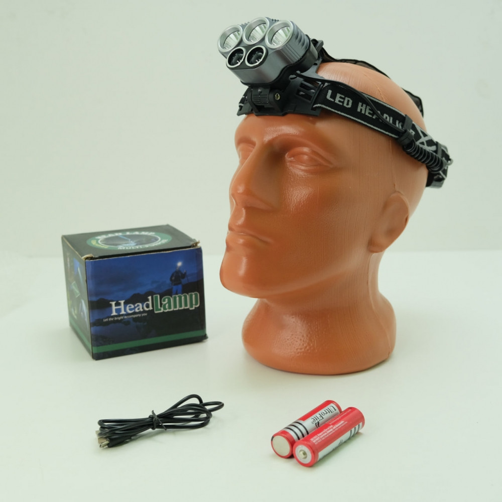 Налобный аккумуляторный фонарь Head Lamp 5 светодиодов (6 режимов работы, индикатор батареи) - фото 10 - id-p219630286