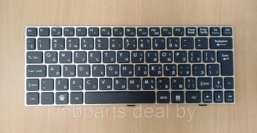 Клавиатура для ноутбука MSI U135, U160, чёрная, с серой рамкой, RU - фото 1 - id-p111769311