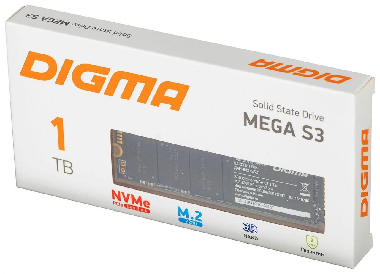 Накопитель SSD Digma PCI-E x4 1Tb DGSM3001TS33T Mega S3 M.2 2280 - фото 1 - id-p219587664