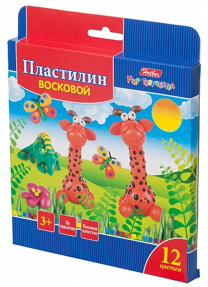 Пластилин Восковой Hatber Забавные зверята 12 цветов, со стеком - фото 1 - id-p219630089