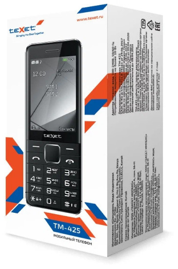Кнопочный телефон TeXet TM-425 (черный) - фото 5 - id-p219601271