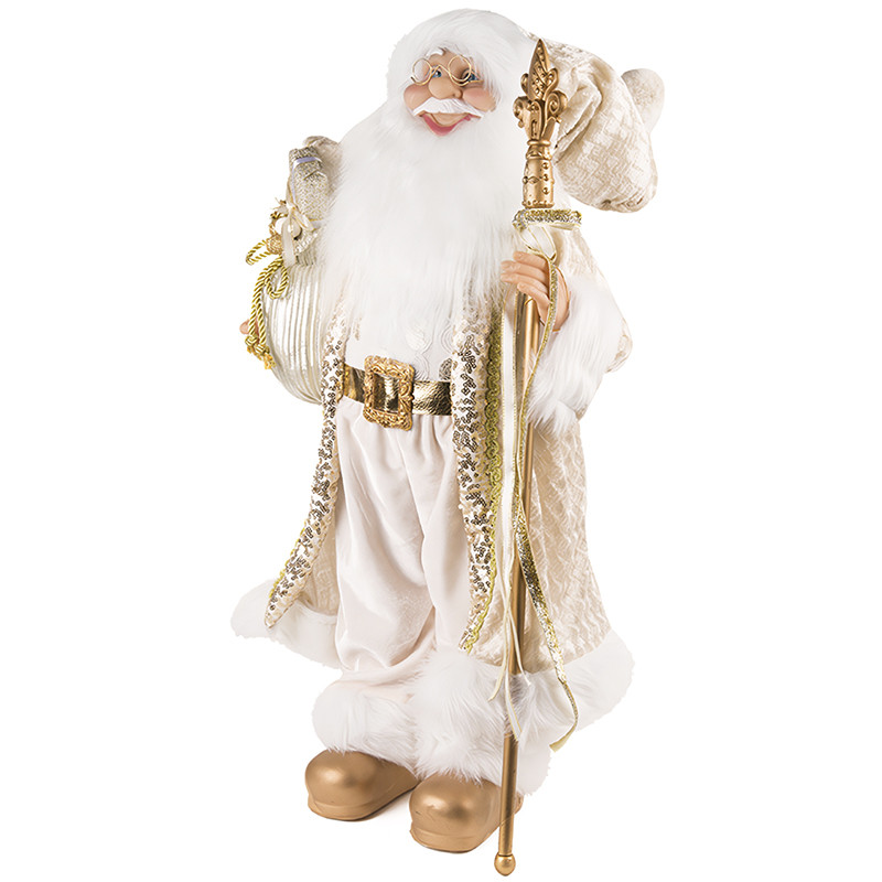 Дед Мороз в золотой шубке с подарками и посохом, 60 см (21838-60) - фото 1 - id-p219628852
