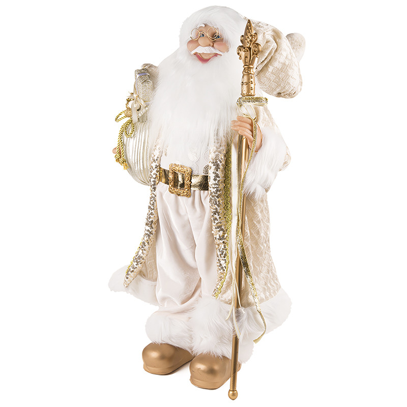 Дед Мороз в золотой шубке с подарками и посохом, 45 см (21838-45) - фото 1 - id-p219628870