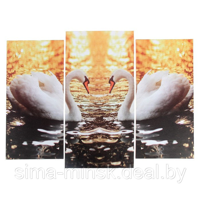Модульная картина "Лебединое озеро" (2-25х52; 1-30х60) 60х80 см - фото 1 - id-p219639507