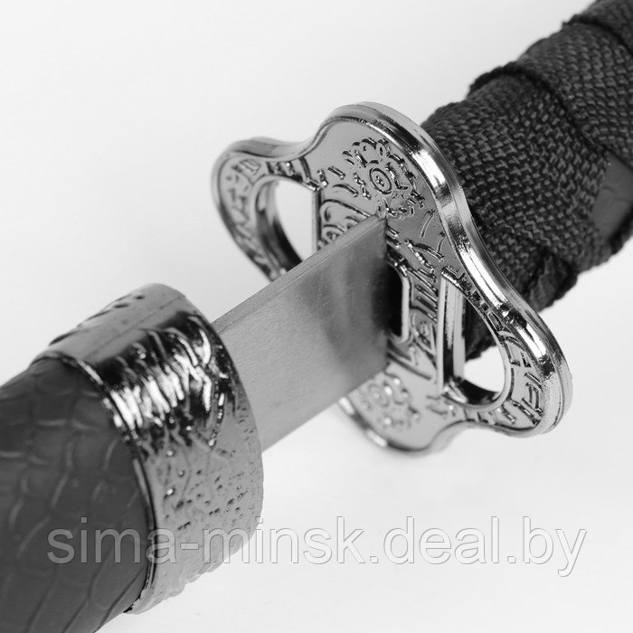 Сувенирное оружие «Катана», без подставки, чёрные ножны под змеиную кожу, матовая 70 см - фото 5 - id-p219639550