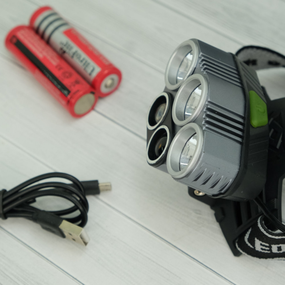Налобный аккумуляторный фонарь Head Lamp 5 светодиодов (6 режимов работы, индикатор батареи) - фото 3 - id-p219642256