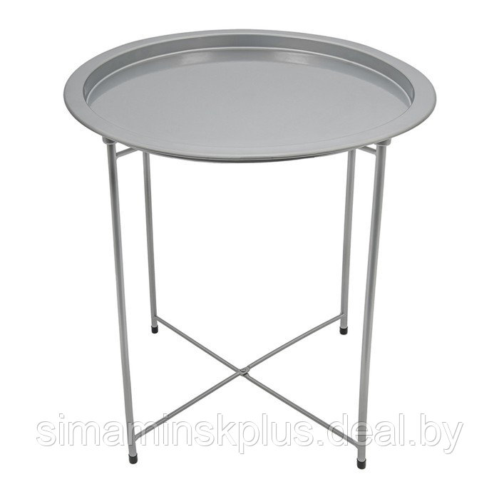 Складной металлический столик-поднос 2 в 1, 470×470×505 мм, цвет серебряный - фото 5 - id-p219643124