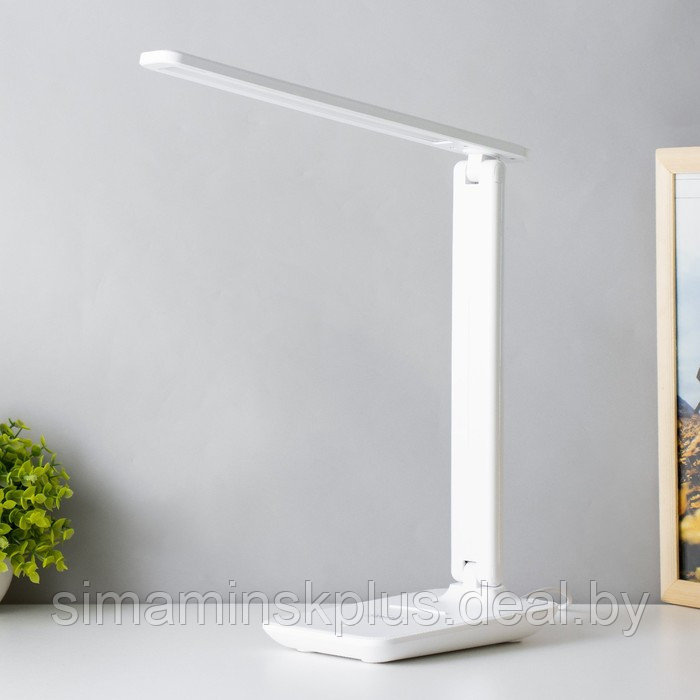 Настольная лампа 8Вт 450лм 3000-6000К к-1,2м подставка для телефона белый - фото 1 - id-p219643214