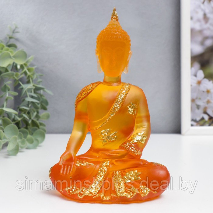 Сувенир полистоун "Будда Варада Мудра - приветствие" оранжевый 17х10х7 см - фото 1 - id-p219643352