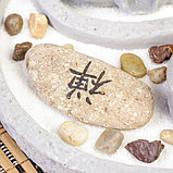 Сад Дзен "Будда в саду" серый, песок белый + свеча + камни 13х19х19 см, фото 4