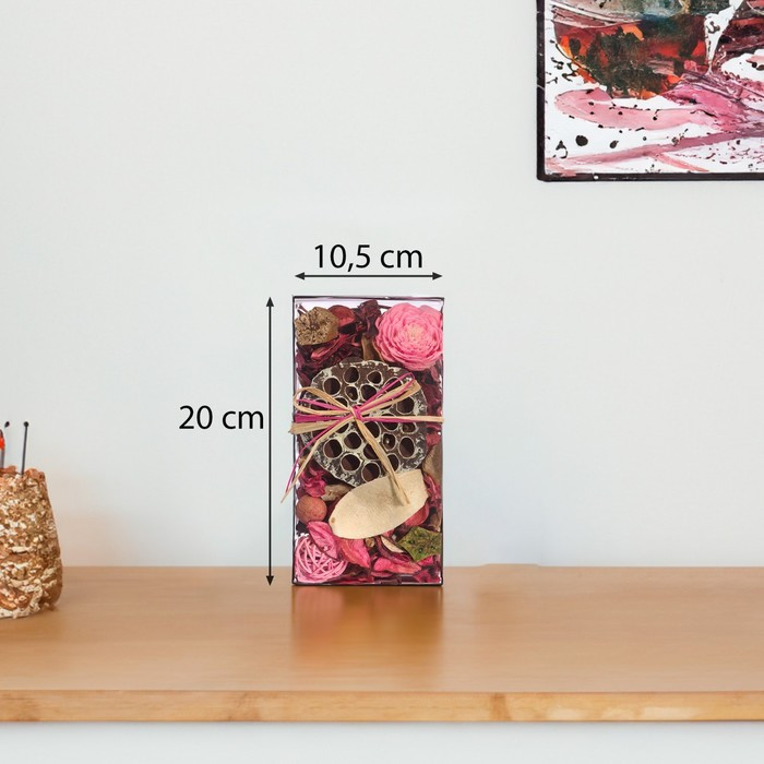 Набор сухоцветов из натуральных материалов с ароматом розы, короб 20×10,5×6 см - фото 2 - id-p219645005