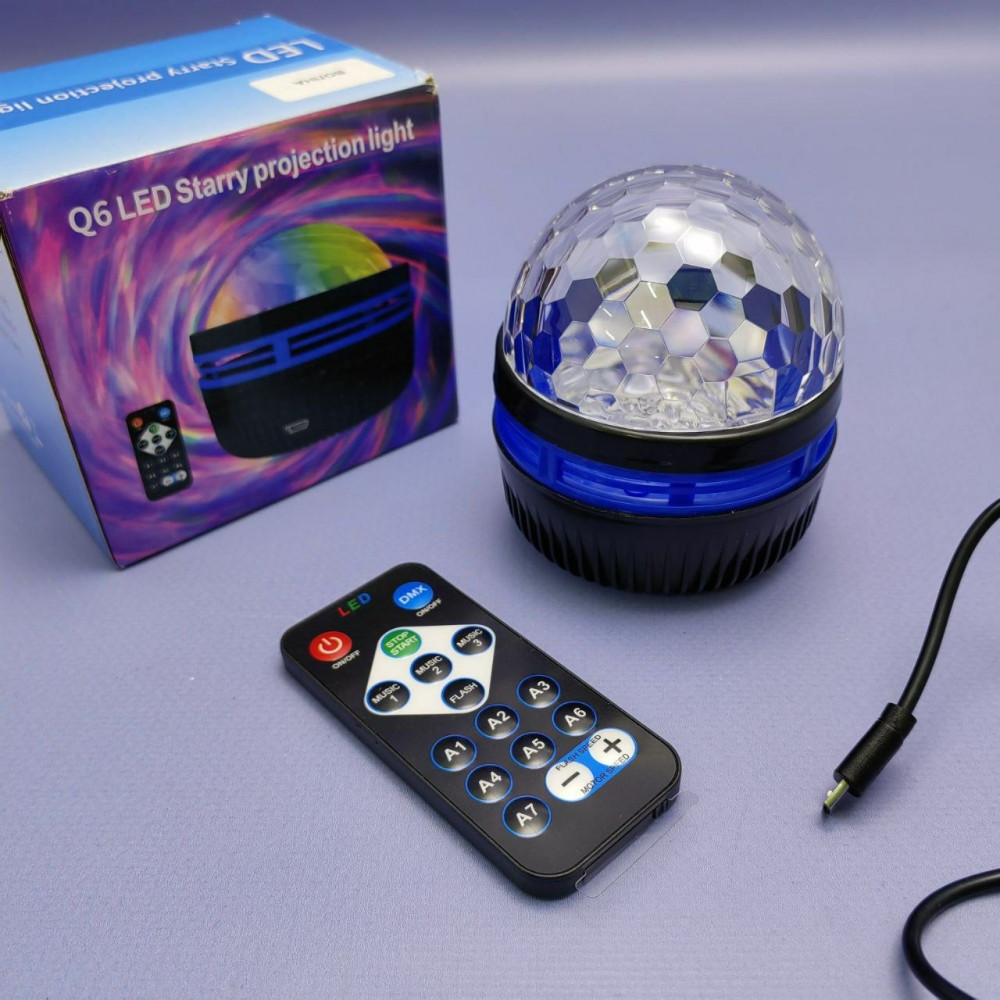 Проектор ночник «Мерцание» LED Q6 Star light с пультом ДУ (режимы подсветки, датчик звука) - фото 10 - id-p219646437