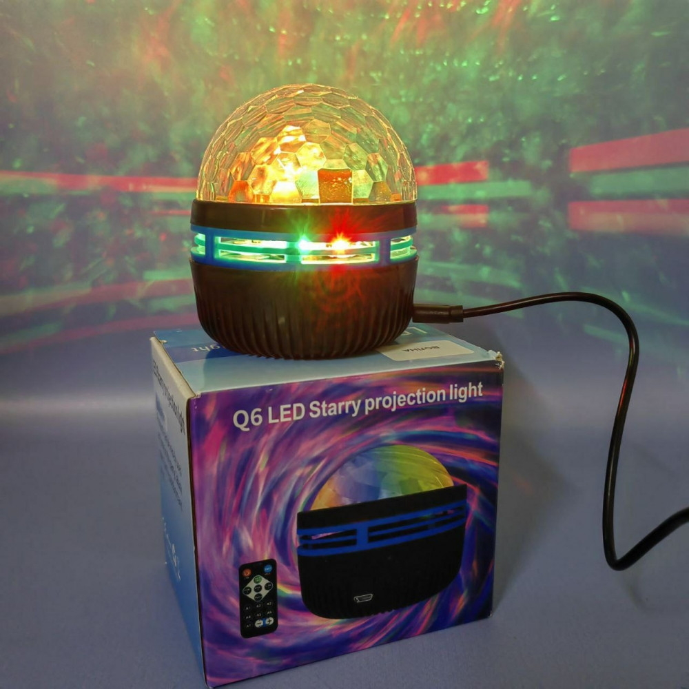 Проектор ночник «Мерцание» LED Q6 Star light с пультом ДУ (режимы подсветки, датчик звука) - фото 6 - id-p219646444