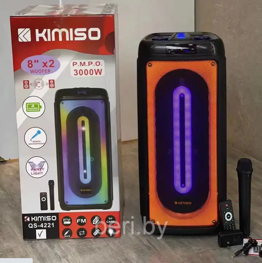 QS-4221 Беспроводная Bluetooth колонка KIMISO, колонка с микрофоном, портативная колонка, акустическая - фото 6 - id-p219647471